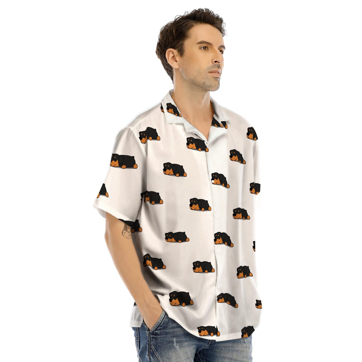 Rottweiler Sleeping Print Pattern Men's Hawaiian Shirt-grizzshop