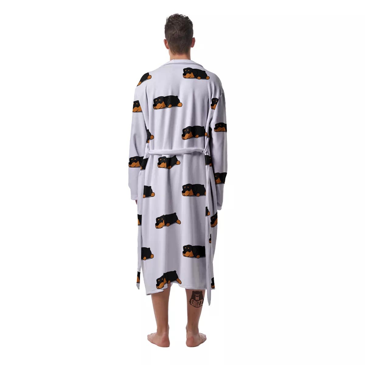Rottweiler Sleeping Print Pattern Men's Robe-grizzshop