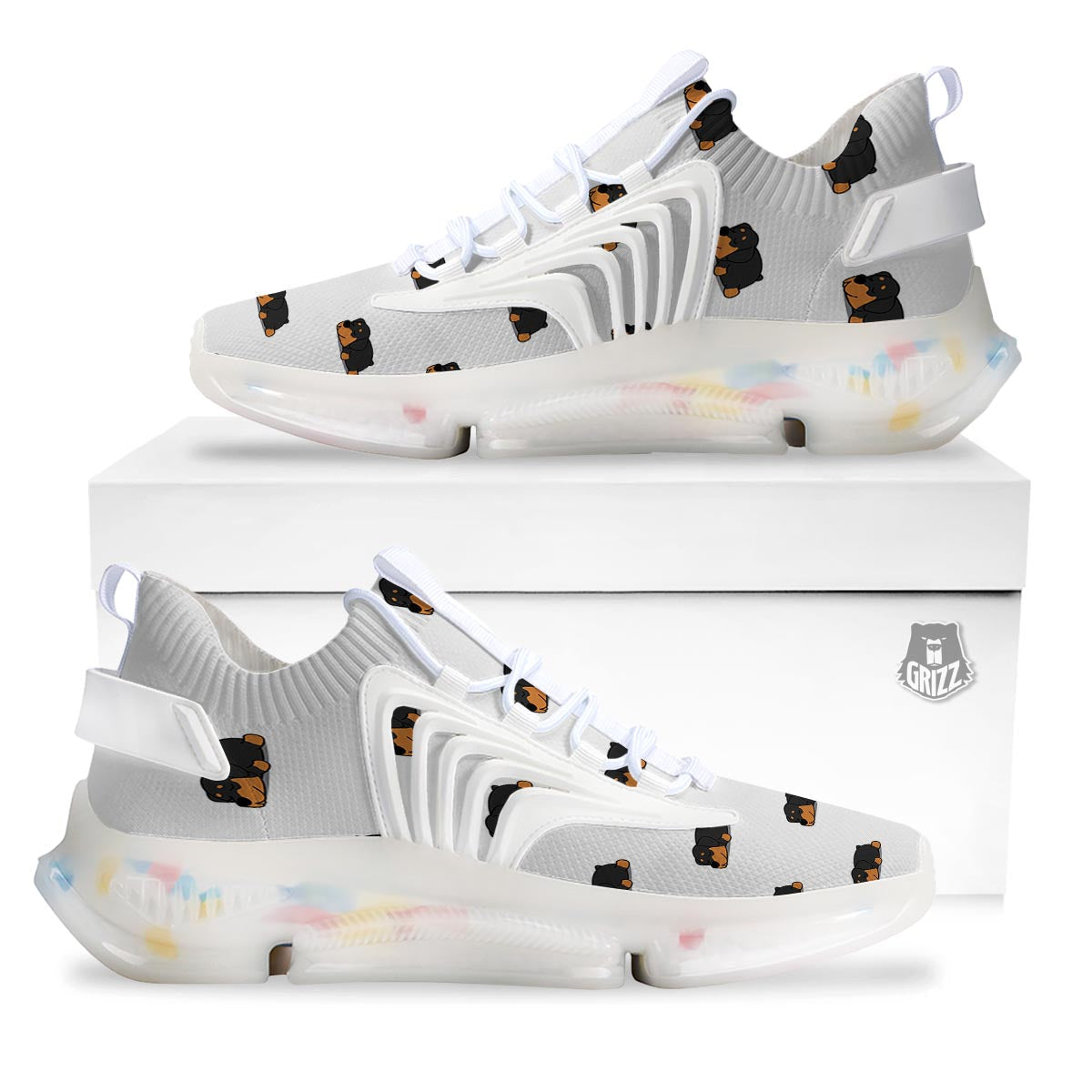 Rottweiler Sleeping Print Pattern White Gym Shoes-grizzshop