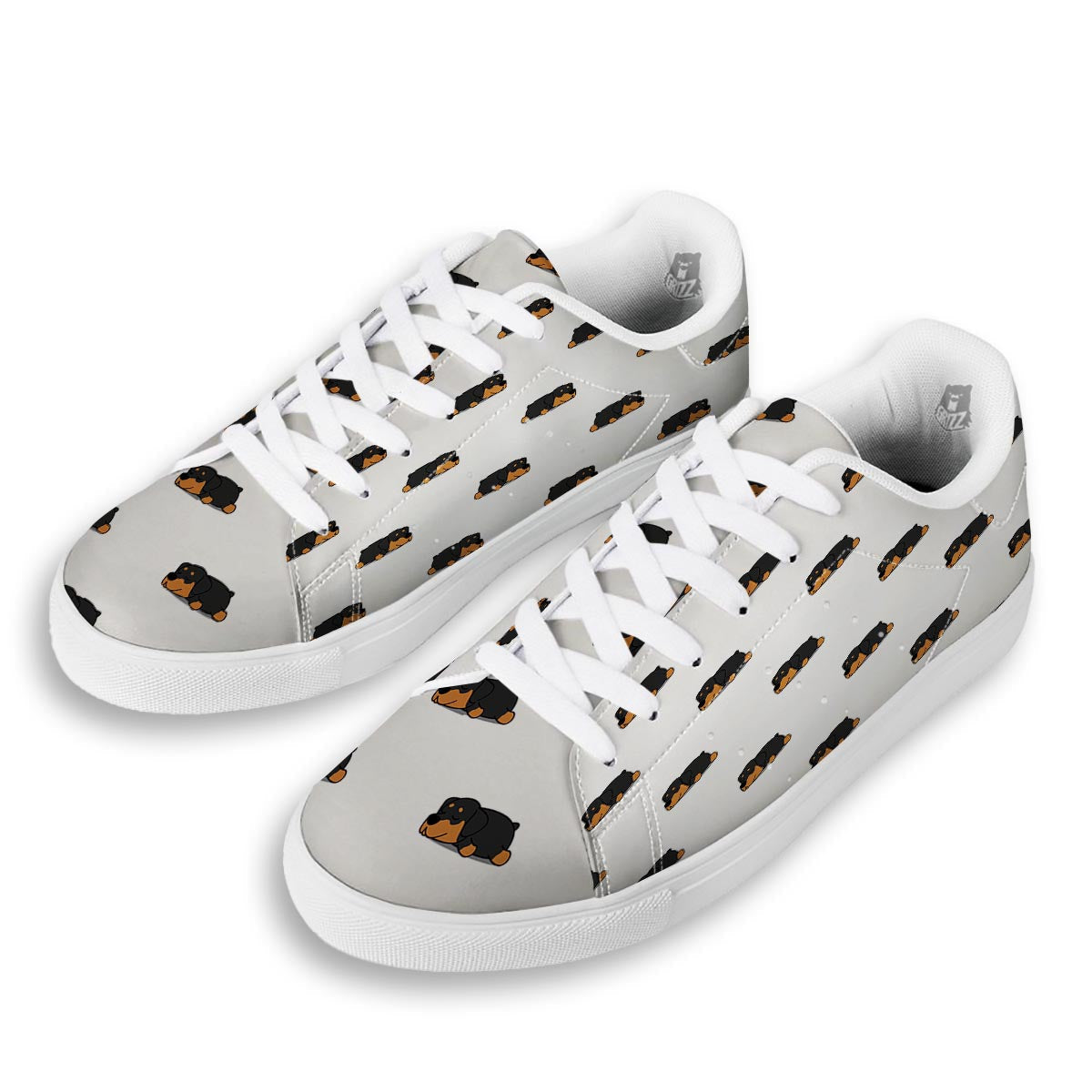 Rottweiler Sleeping Print Pattern White Low Top Sneakers-grizzshop