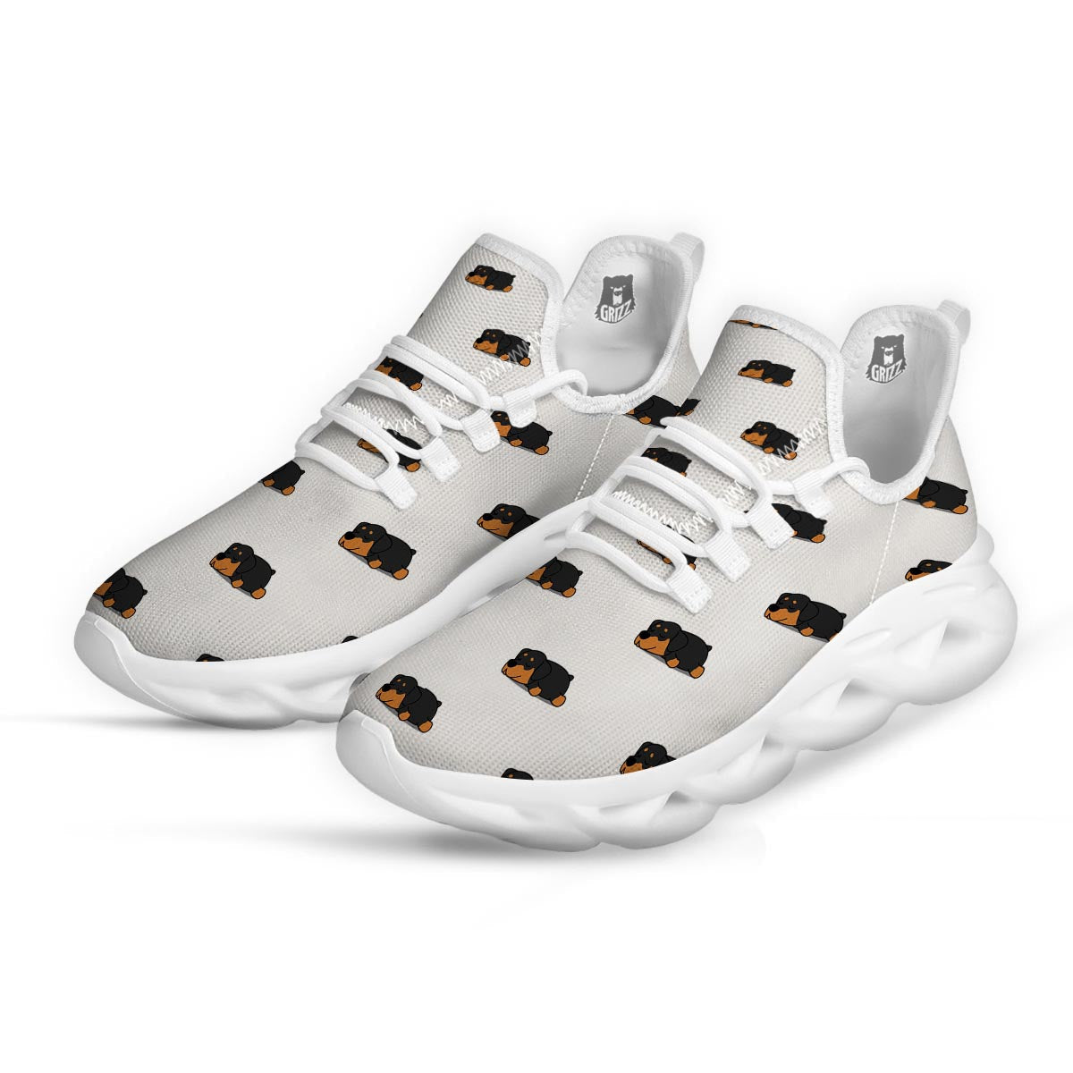 Rottweiler Sleeping Print Pattern White Running Shoes-grizzshop