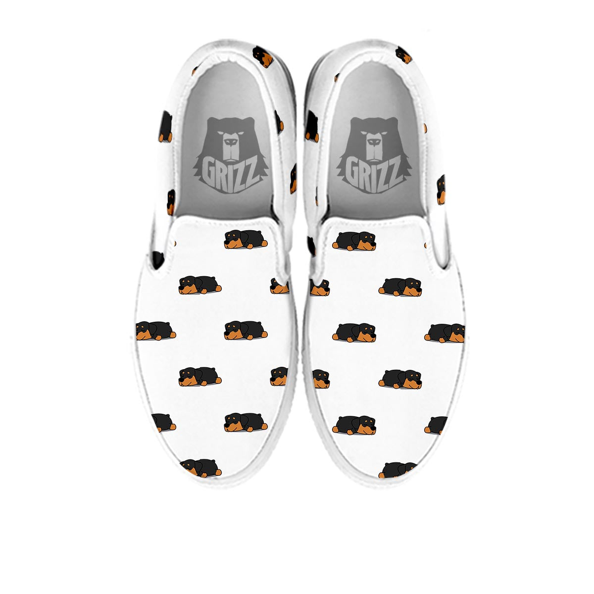 Rottweiler Sleeping Print Pattern White Slip On Shoes-grizzshop