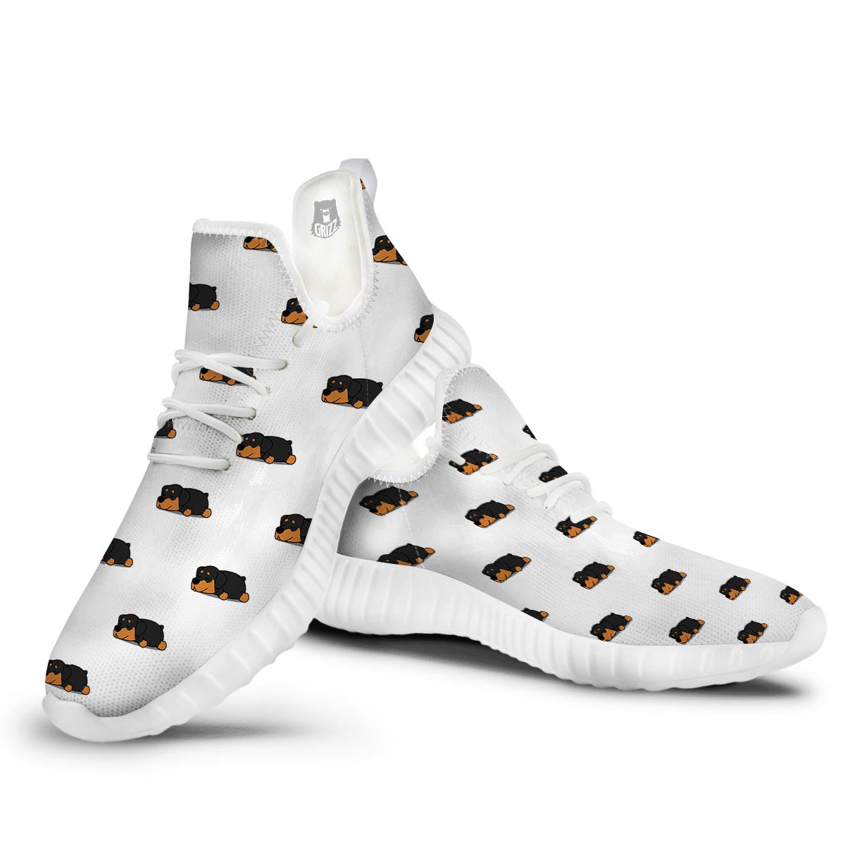 Rottweiler Sleeping Print Pattern White Walking Shoes-grizzshop