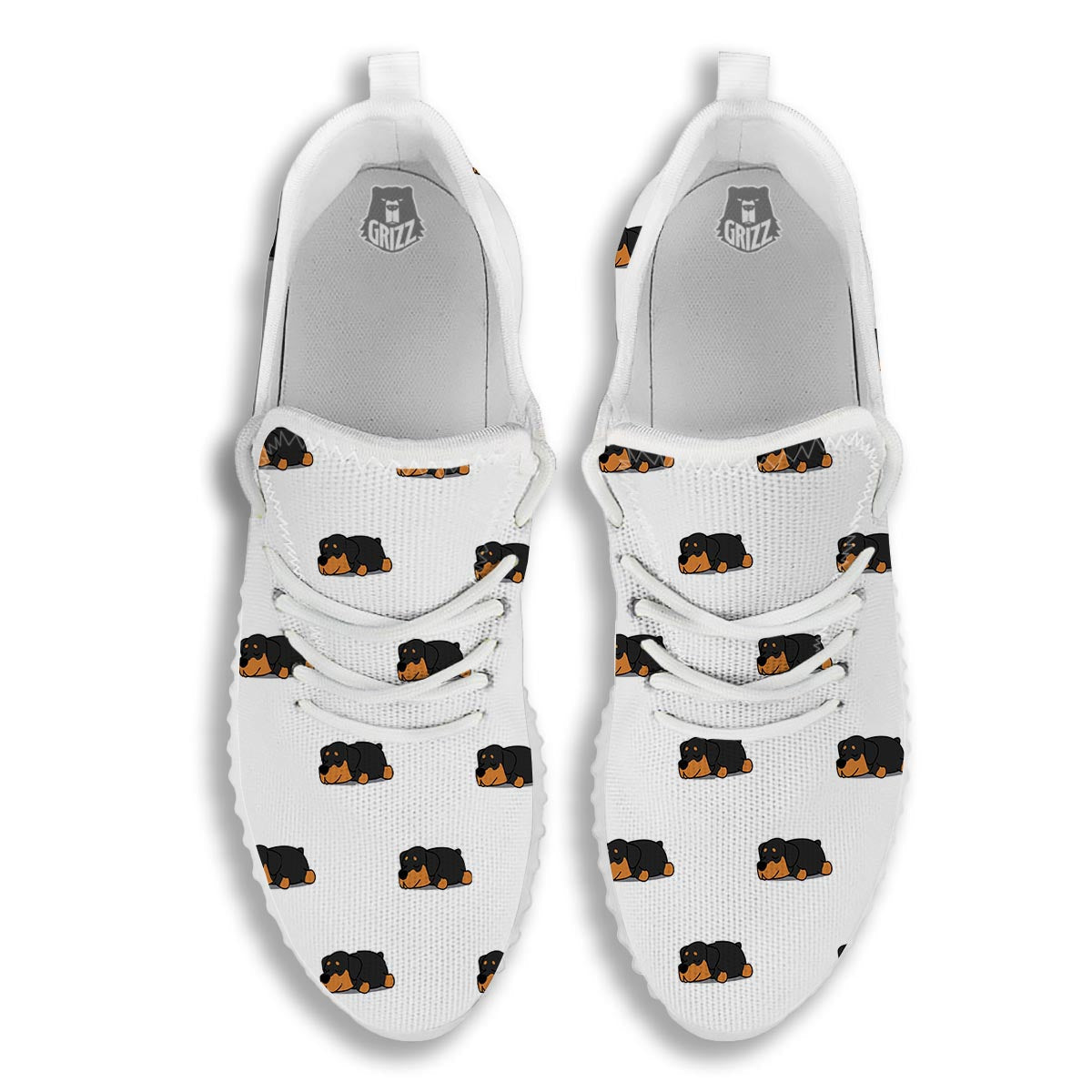 Rottweiler Sleeping Print Pattern White Walking Shoes-grizzshop