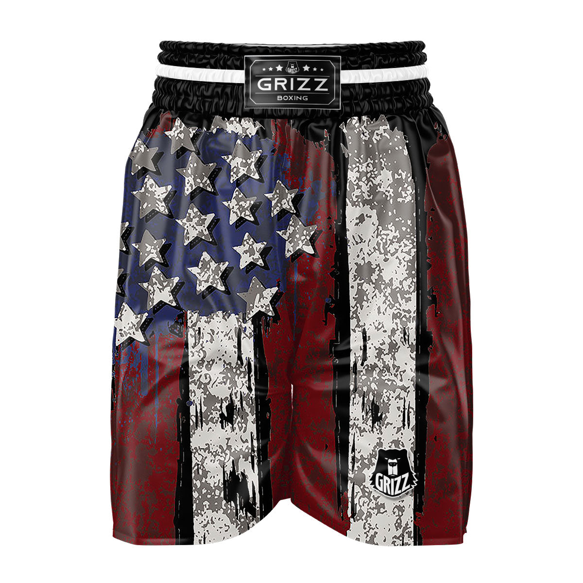 Rough American Flag Print Boxing Shorts-grizzshop