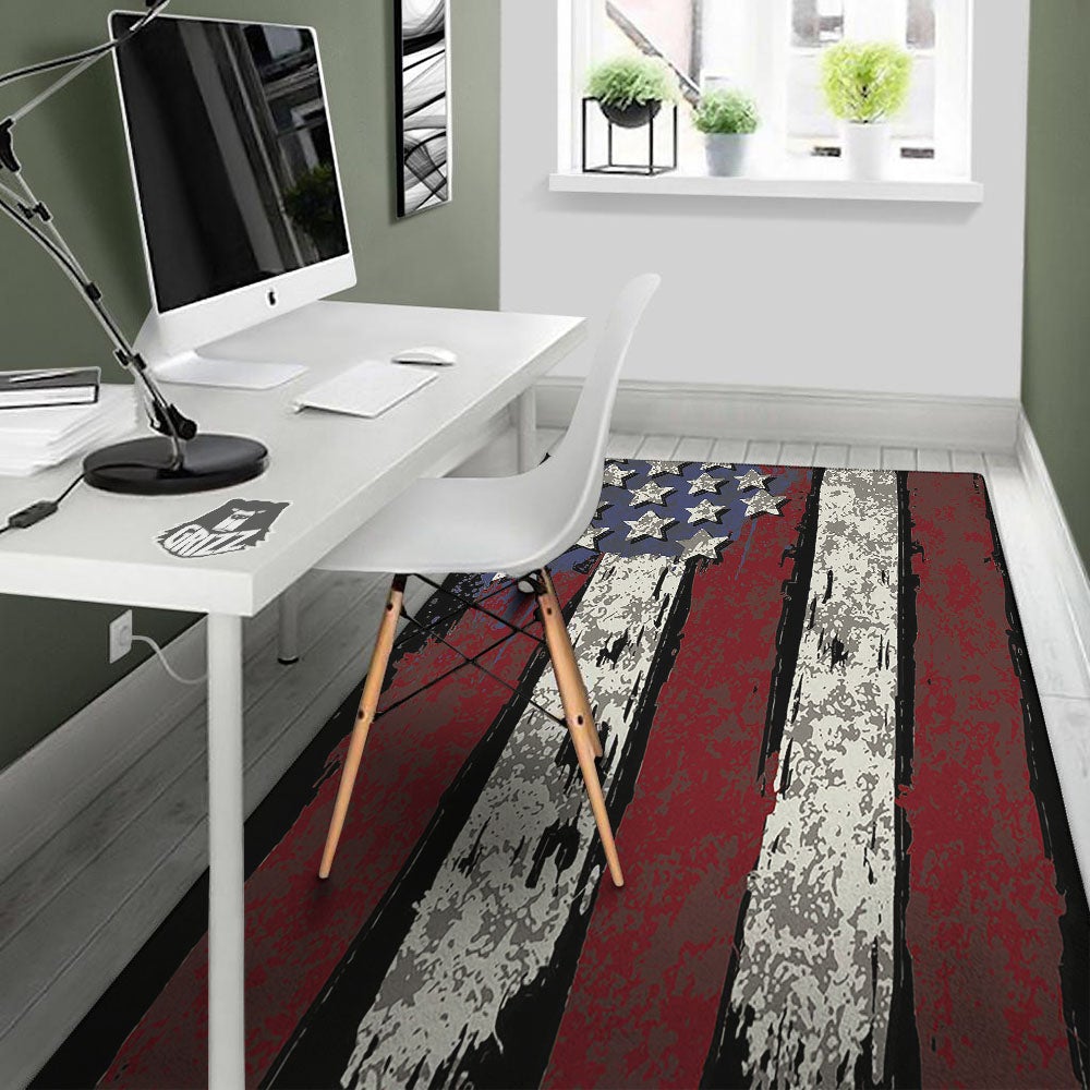 Rough American Flag Print Floor Mat-grizzshop