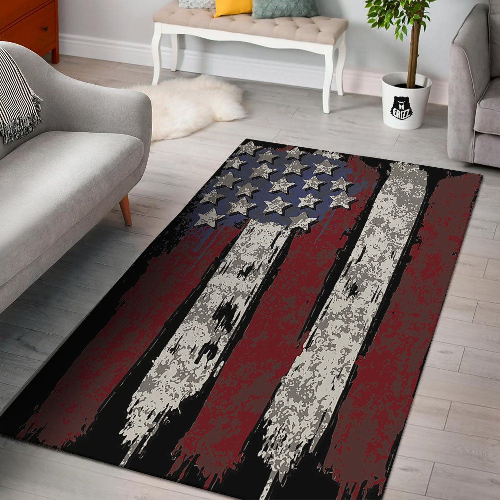 Rough American Flag Print Floor Mat-grizzshop