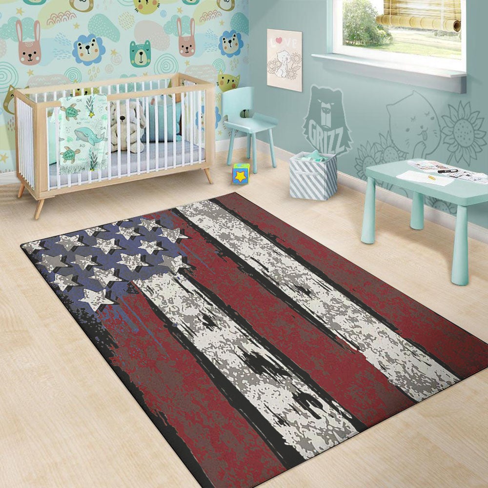 Rough American Flag Print Floor Mat-grizzshop
