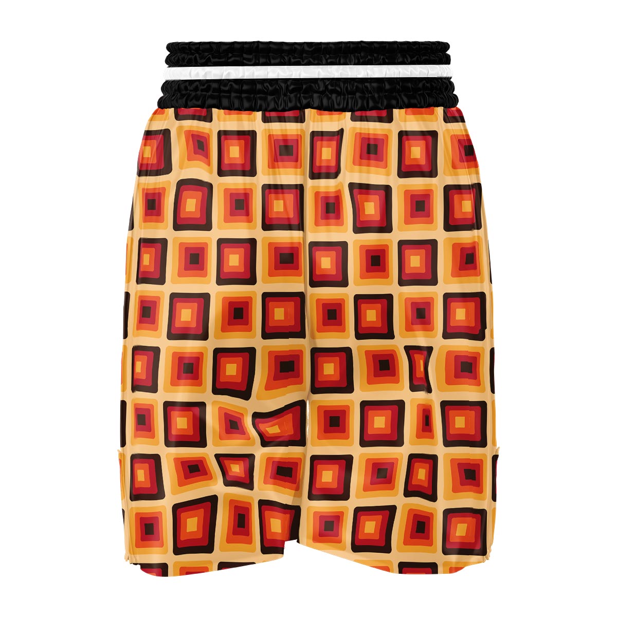 Rounded Square Retro Geometric Print Pattern Boxing Shorts-grizzshop