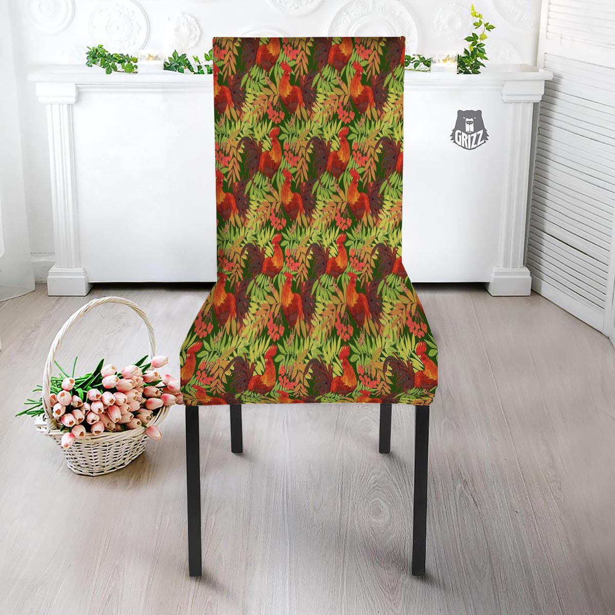 Rowan And Rooster Print Pattern Dining Chair Slipcover-grizzshop