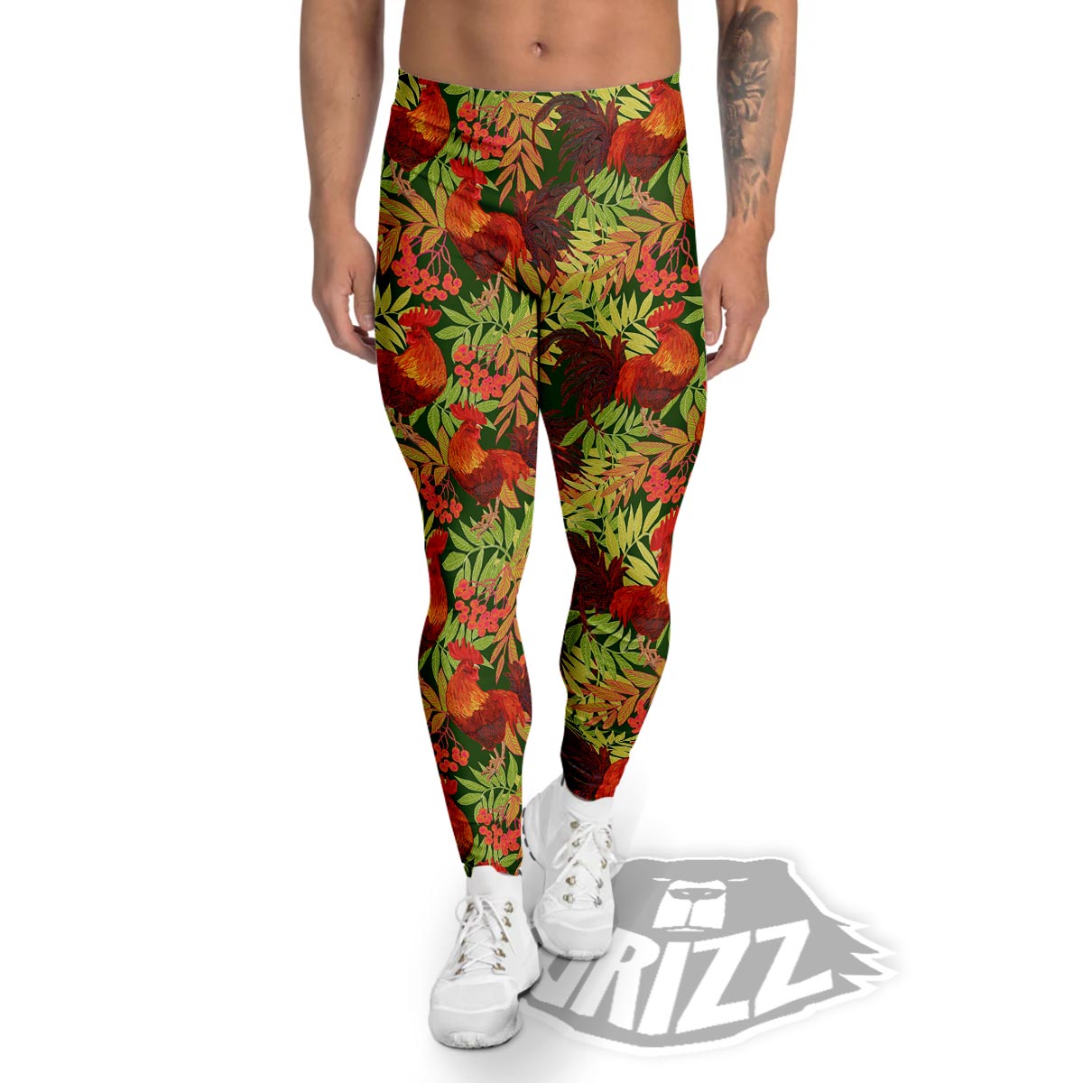 Rowan And Rooster Print Pattern Men's Leggings-grizzshop