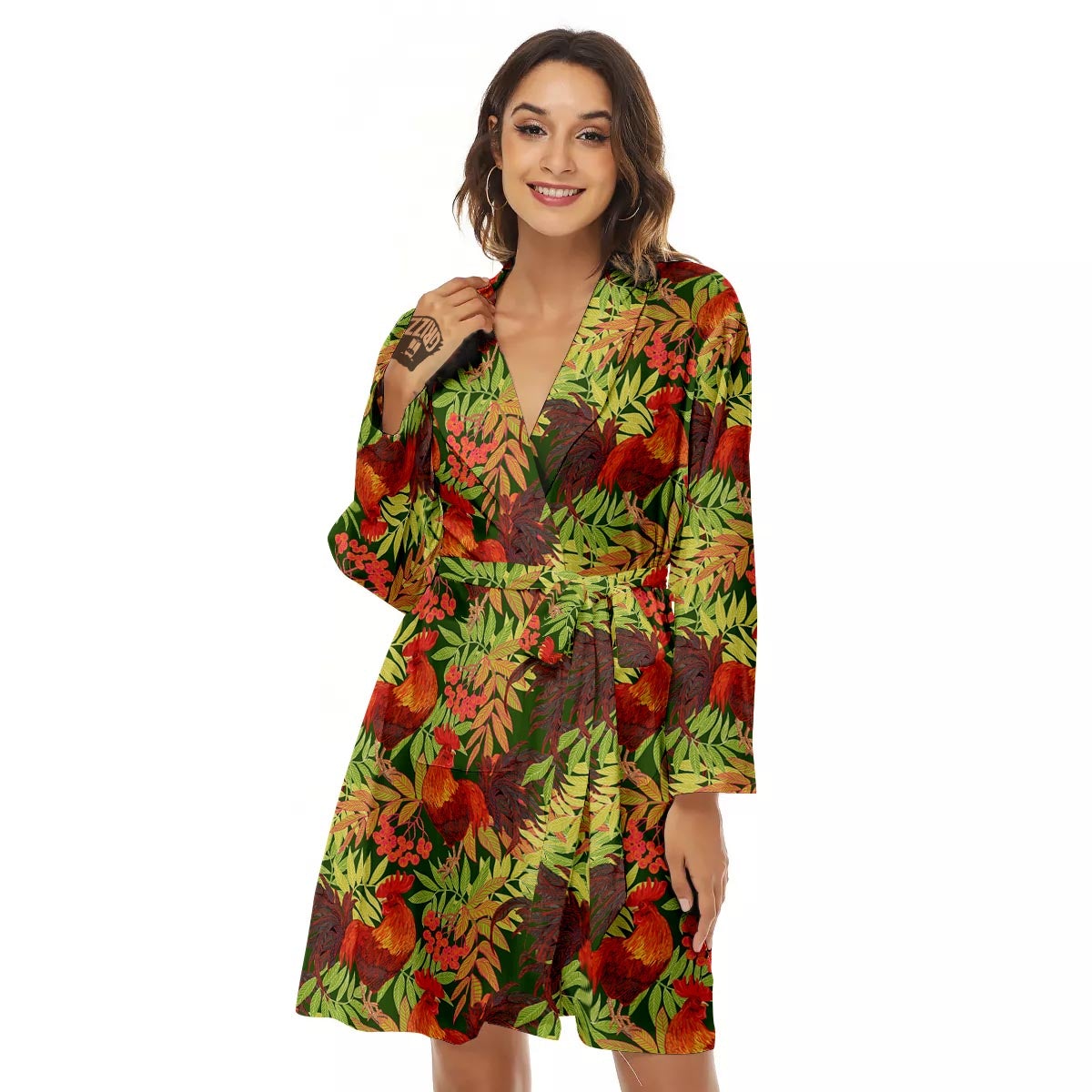 Rowan And Rooster Print Pattern Women's Robe-grizzshop