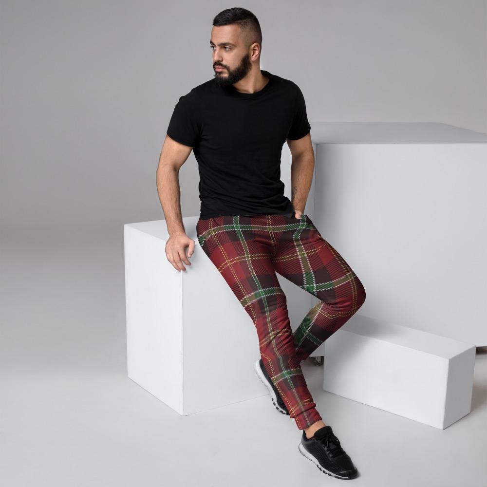 Royal Stewart Red Plaid Tartan Men's Joggers-grizzshop