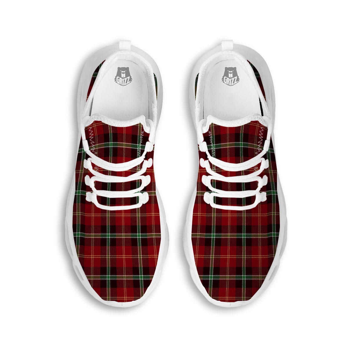 Royal Stewart Red Plaid Tartan White Running Shoes-grizzshop