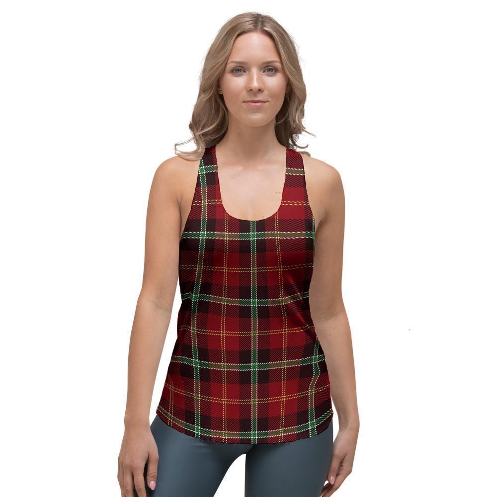 Royal Stewart Red Plaid Tartan Women's Racerback Tank Top-grizzshop