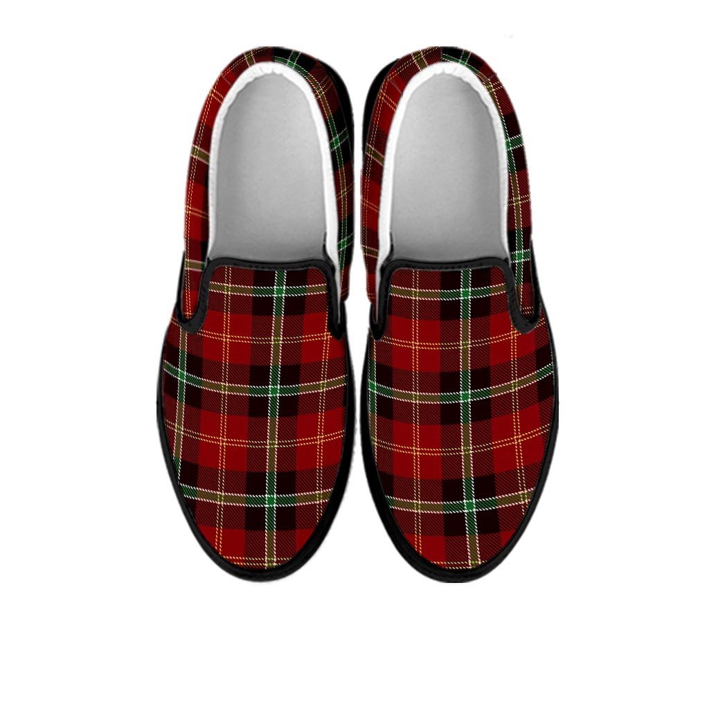Royal Stewart Red Plaid Tartan Women's Slip On Sneakers-grizzshop