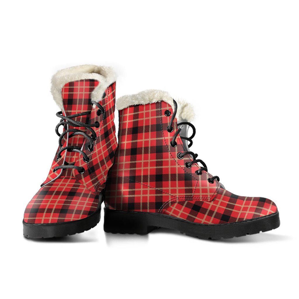 Royal Stewart Tartan Red Plaid Scottish Comfy Winter Boots-grizzshop