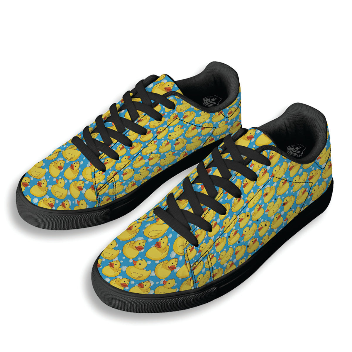 Rubber Duck In Water Print Pattern Black Low Top Sneakers-grizzshop