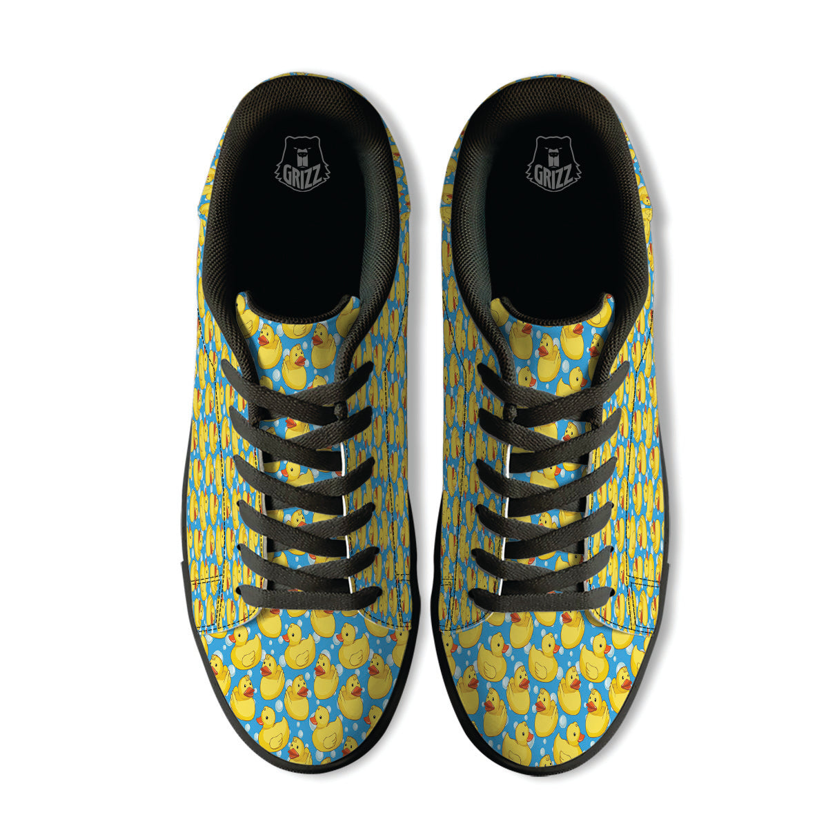 Rubber Duck In Water Print Pattern Black Low Top Sneakers-grizzshop