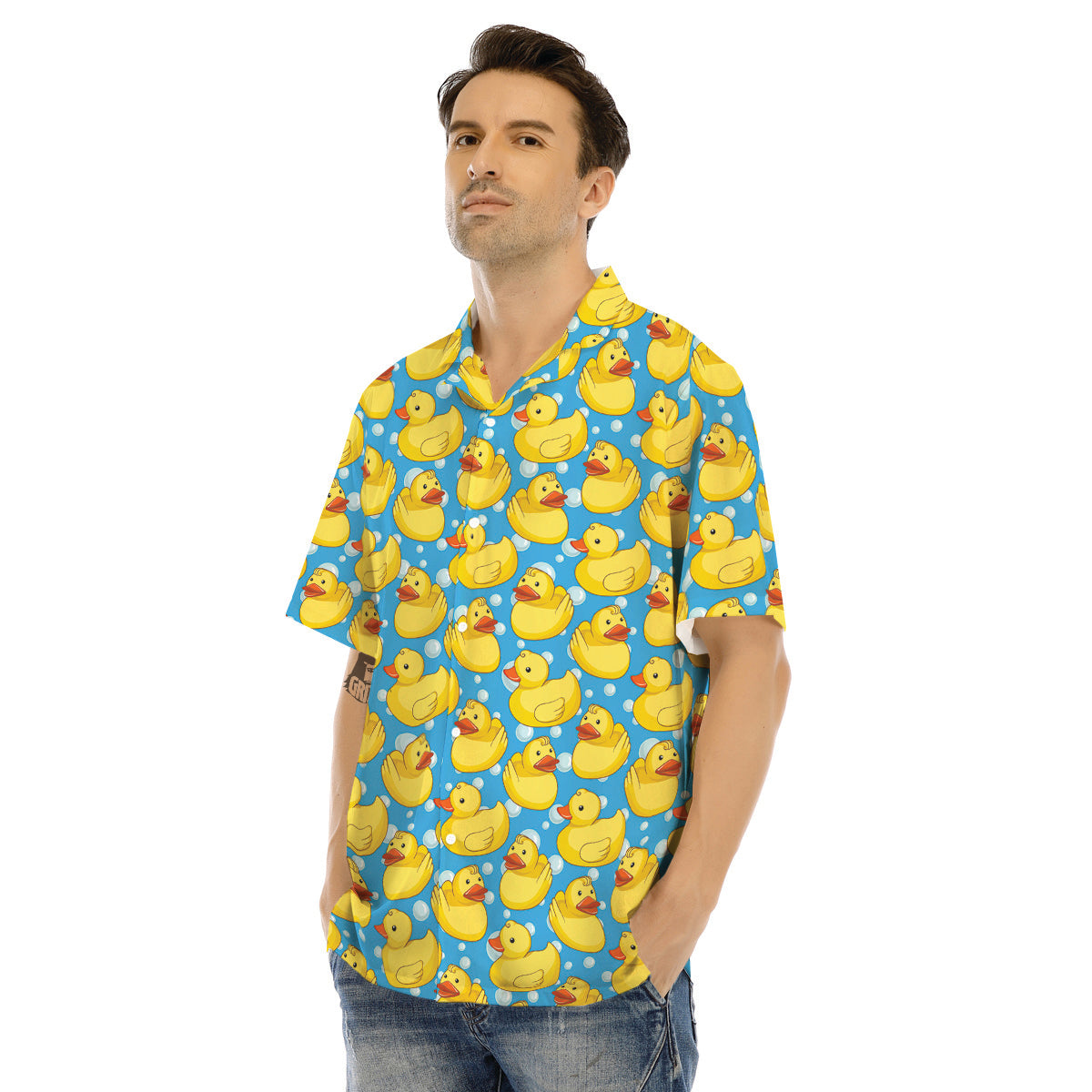 Rubber Duck In Water Print Pattern Men's Hawaiian Shirt-grizzshop
