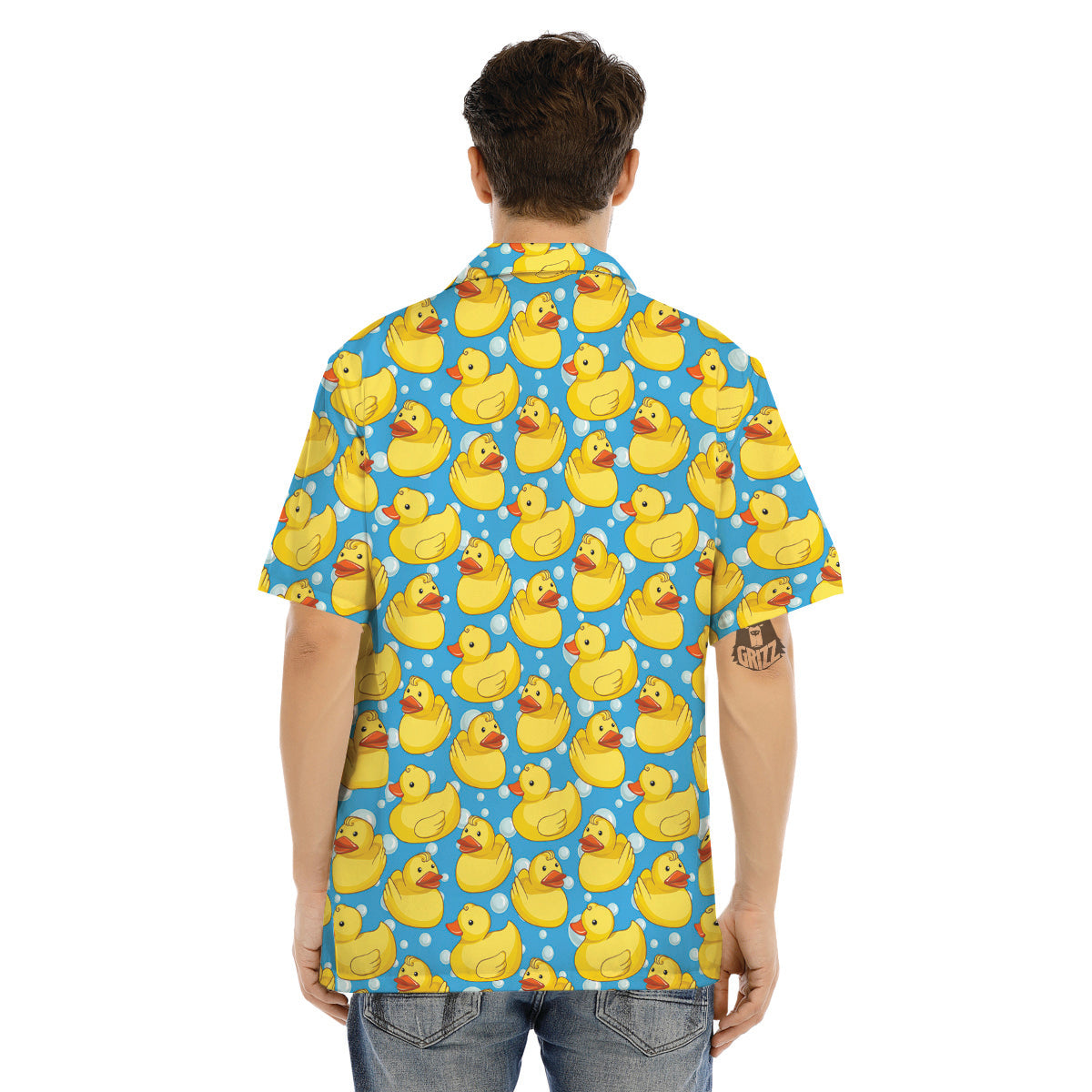 Rubber Duck In Water Print Pattern Men's Hawaiian Shirt-grizzshop