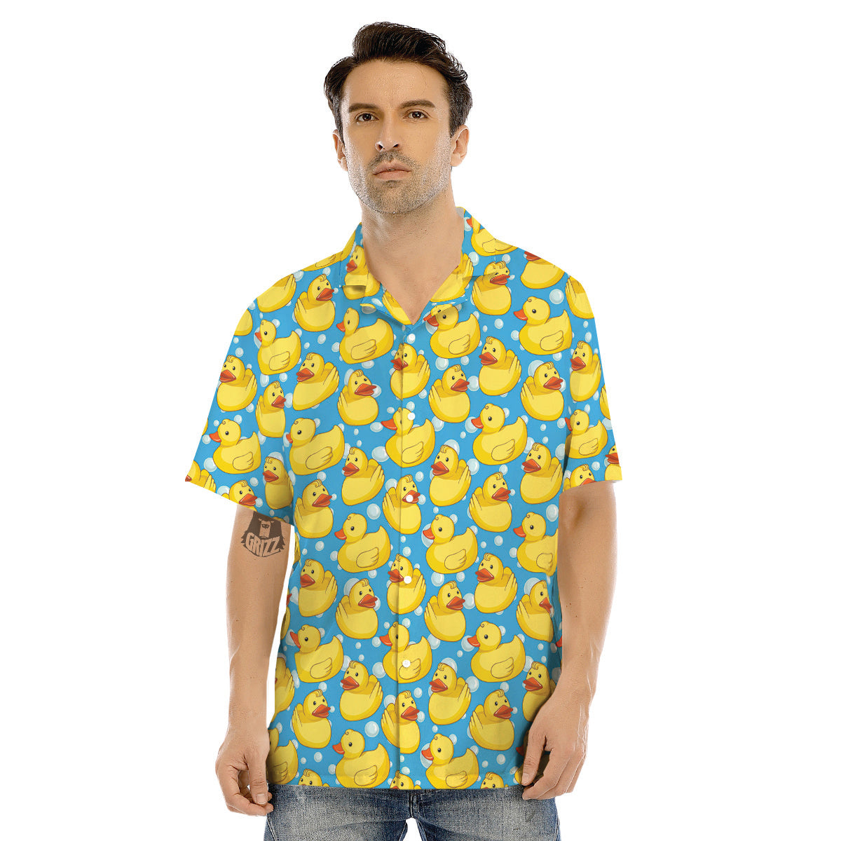 Rubber Duck In Water Print Pattern Men's Hawaiian Shirt-grizzshop
