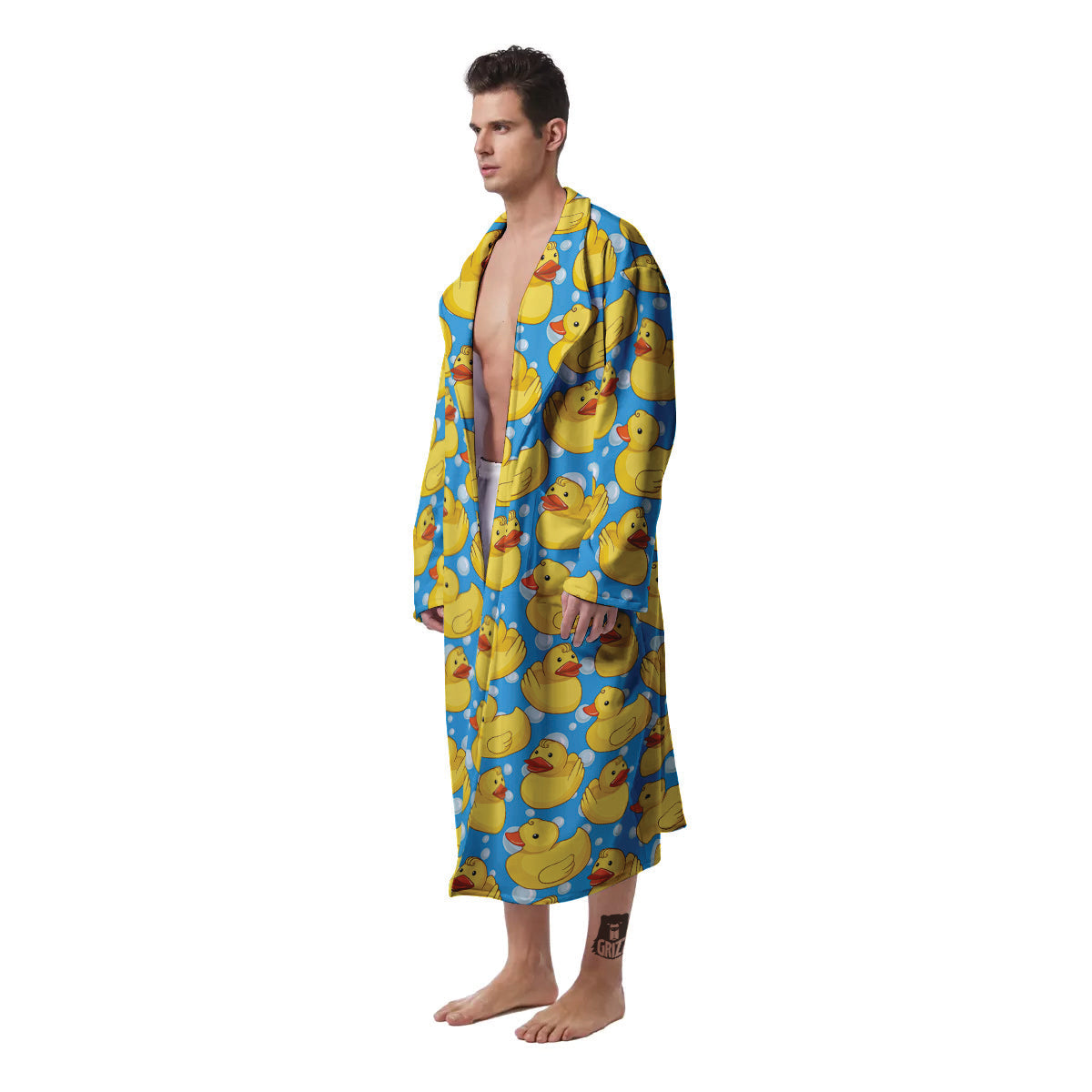 Rubber Duck In Water Print Pattern Men's Robe-grizzshop