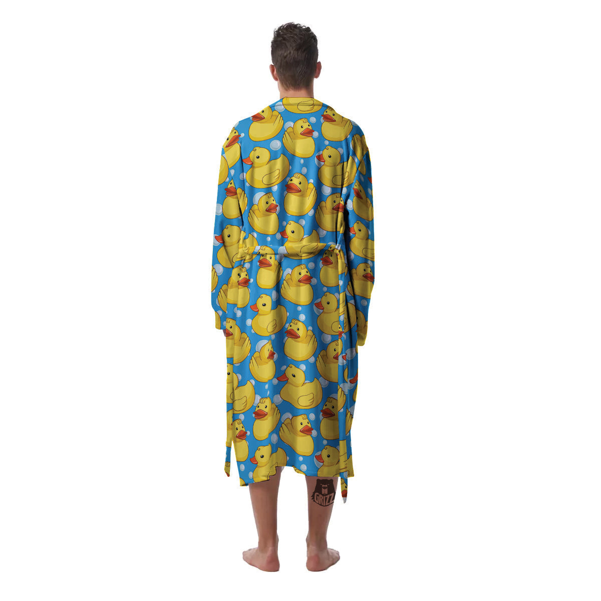 Rubber Duck In Water Print Pattern Men's Robe-grizzshop