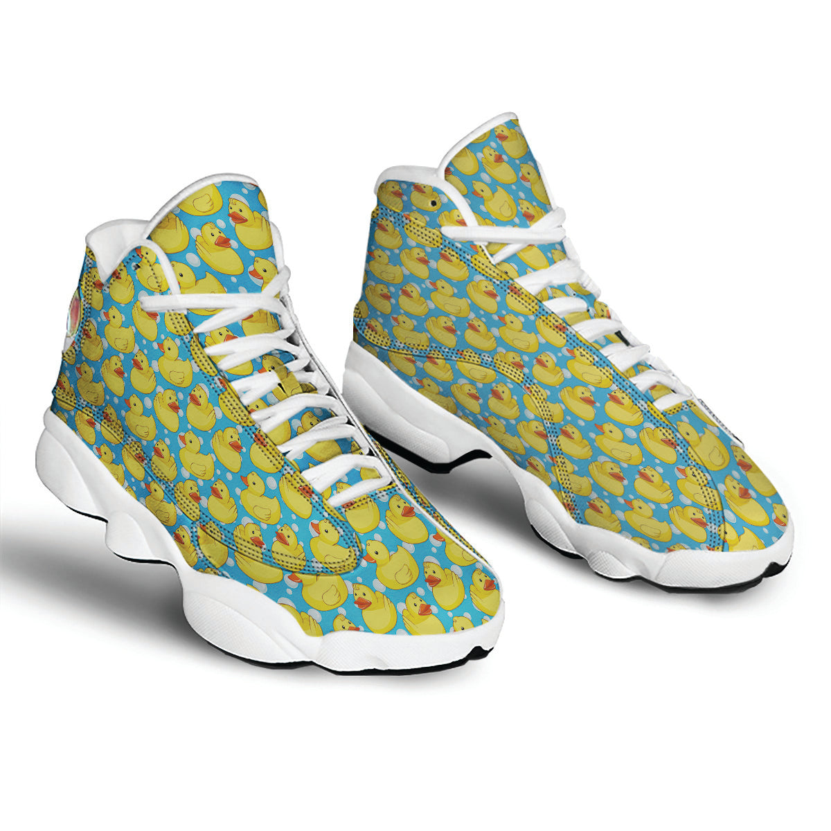 Rubber Duck In Water Print Pattern White Basketball Shoes-grizzshop
