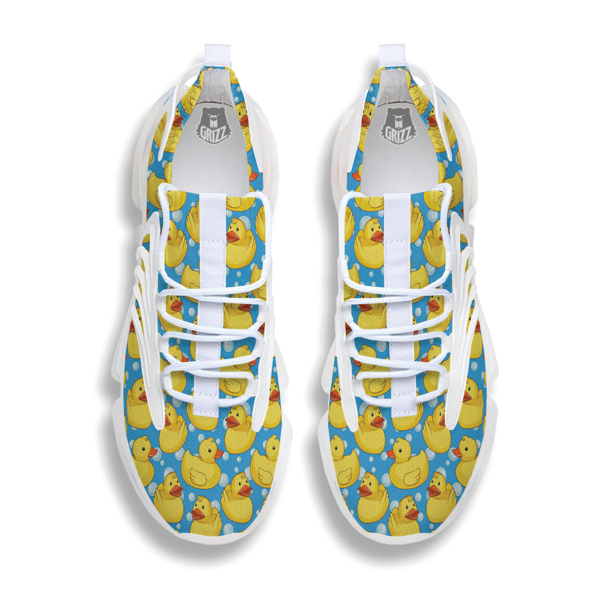 Rubber Duck In Water Print Pattern White Gym Shoes-grizzshop