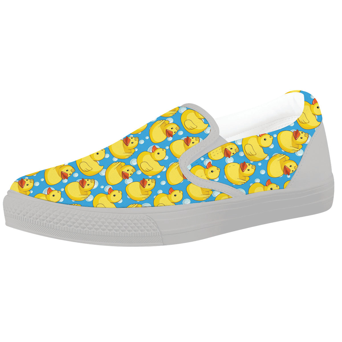 Rubber Duck In Water Print Pattern White Slip On Shoes-grizzshop