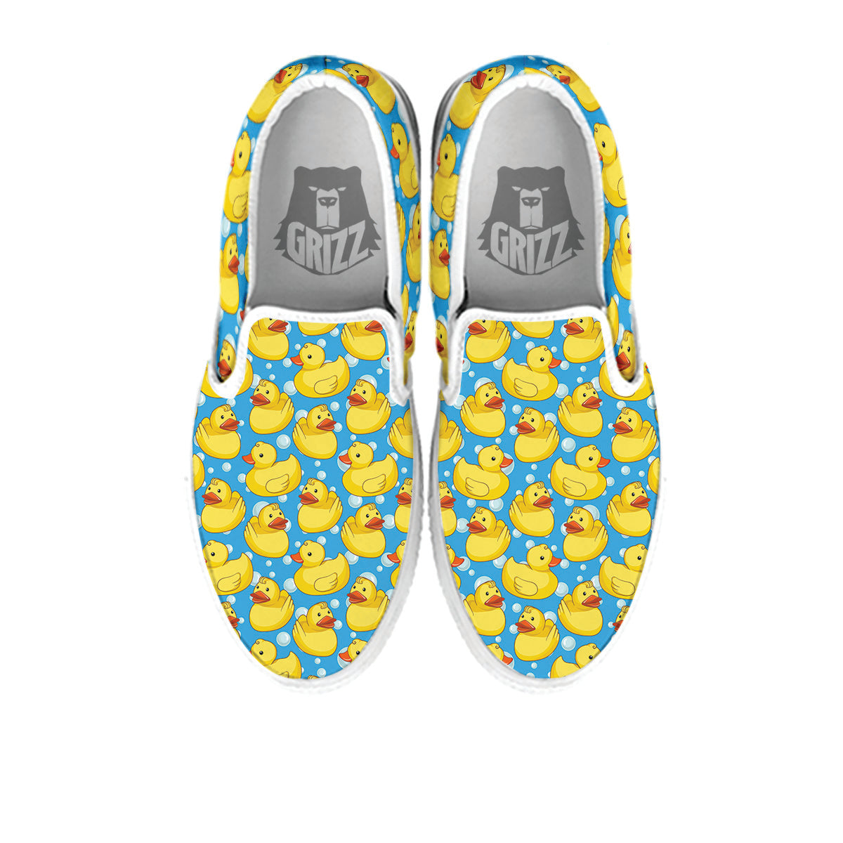 Rubber Duck In Water Print Pattern White Slip On Shoes-grizzshop