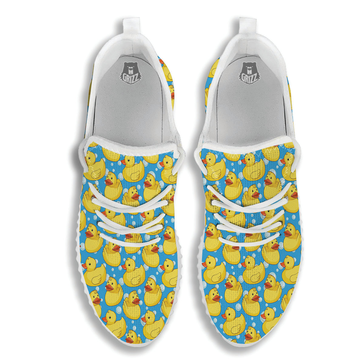 Rubber Duck In Water Print Pattern White Walking Shoes-grizzshop