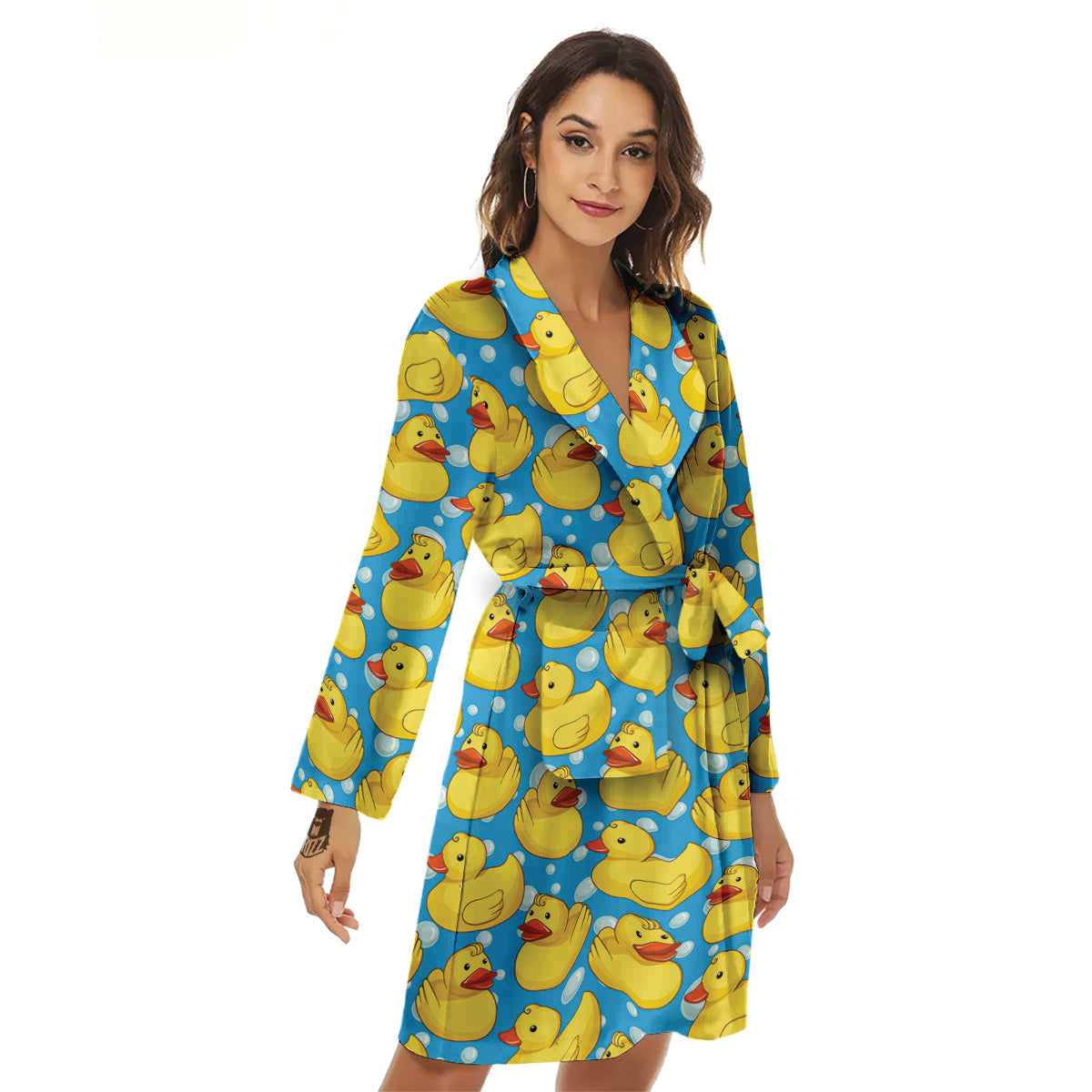 Rubber Duck In Water Print Pattern Women's Robe-grizzshop