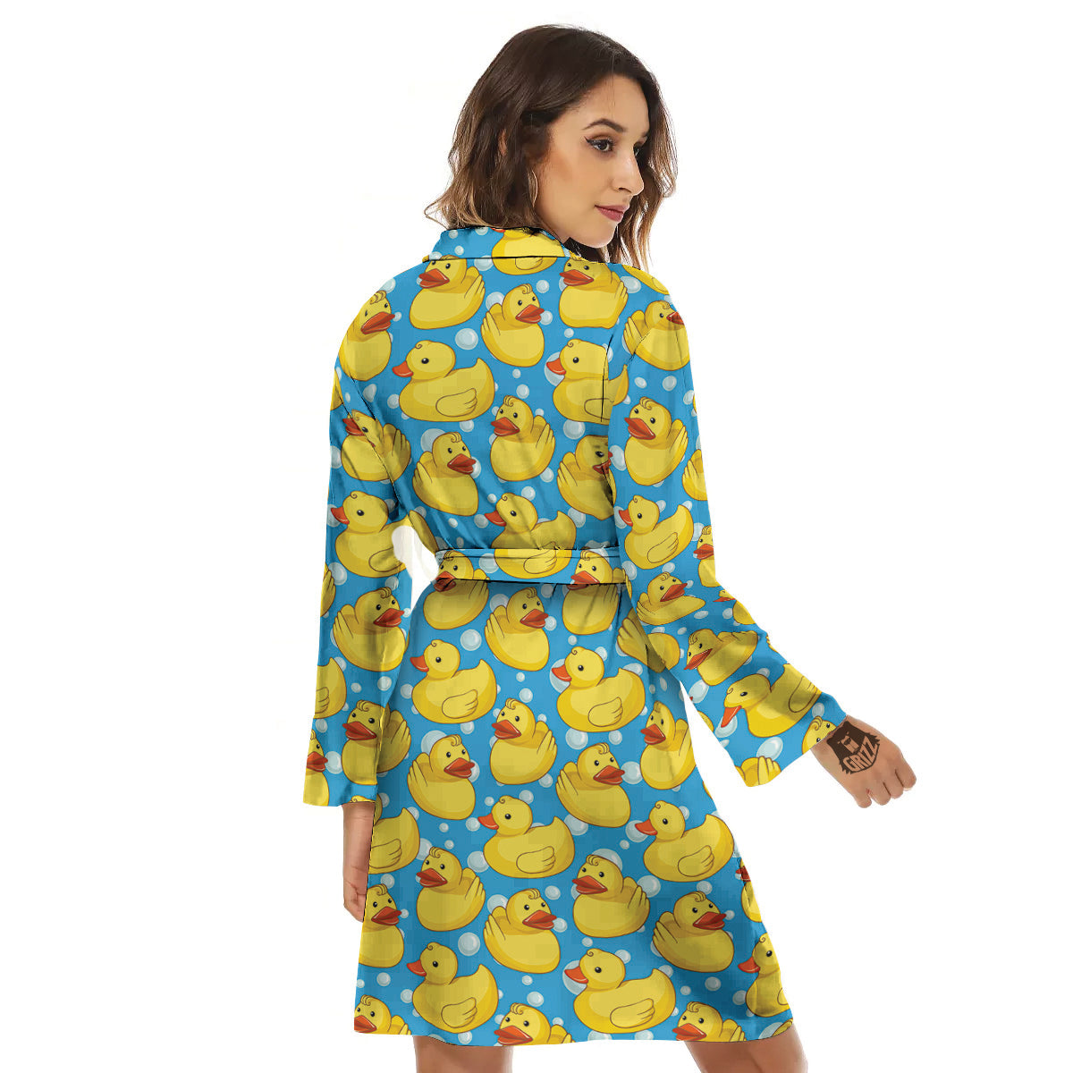 Rubber Duck In Water Print Pattern Women's Robe-grizzshop