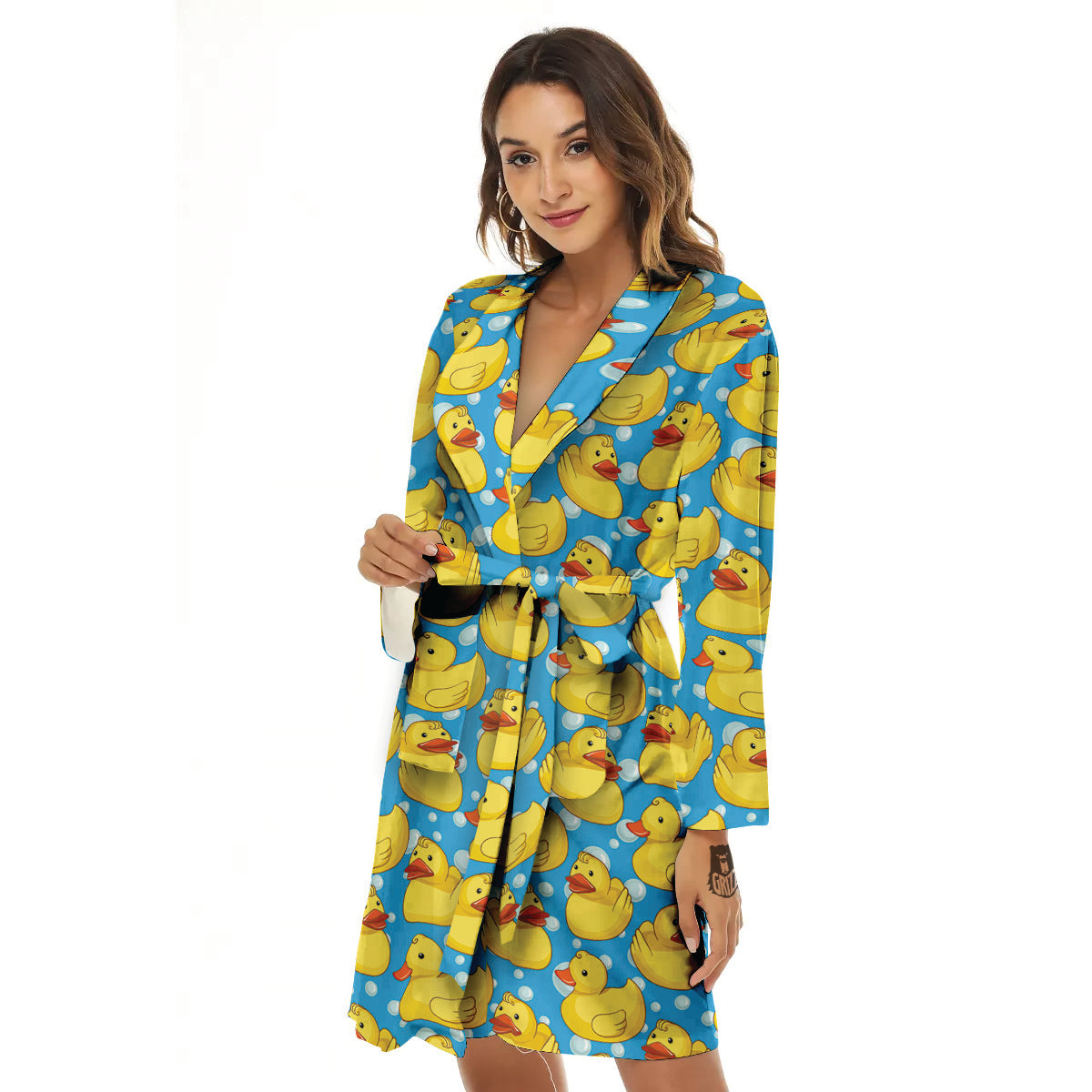 Rubber Duck In Water Print Pattern Women's Robe-grizzshop