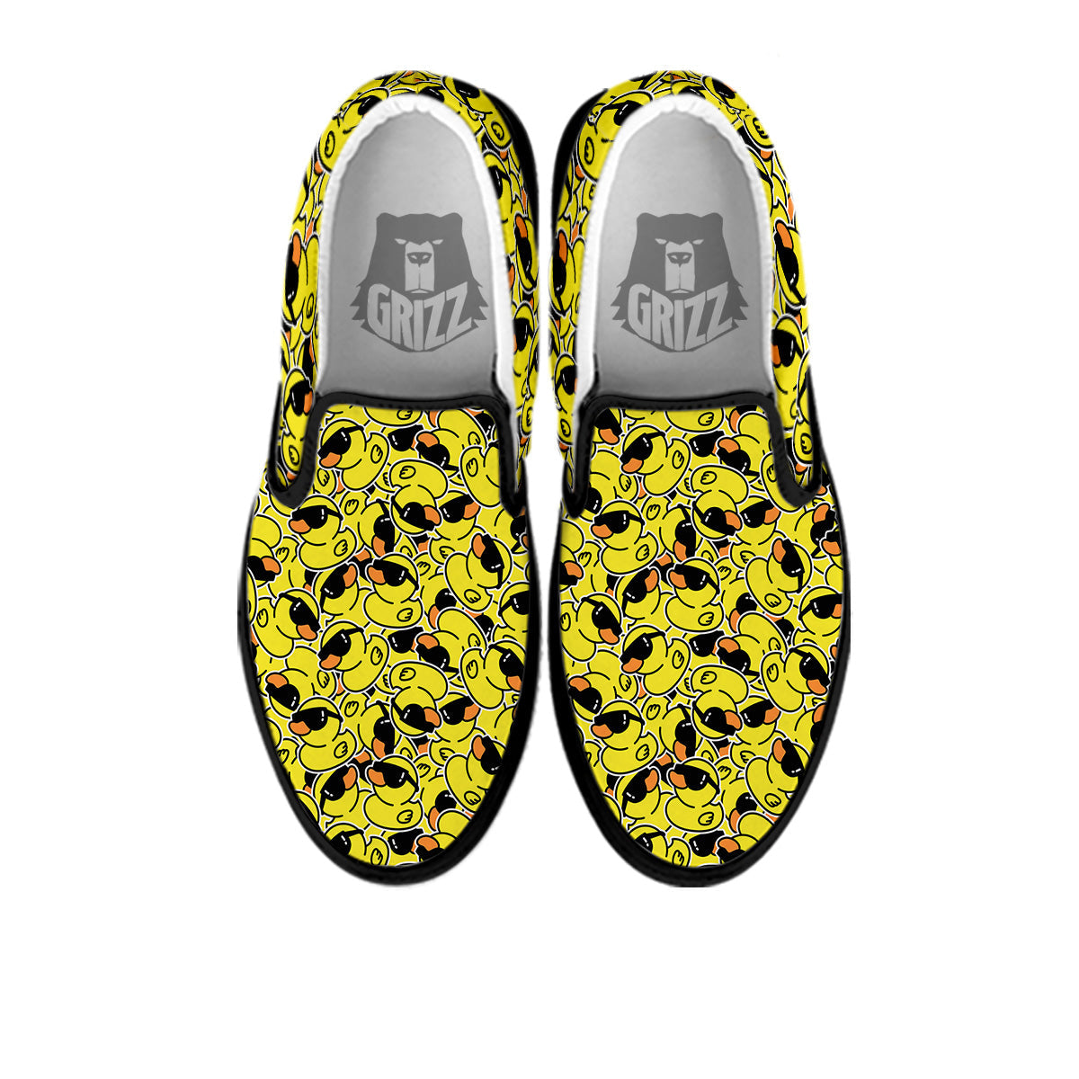 Rubber Duck Mafia Print Pattern Black Slip On Shoes-grizzshop