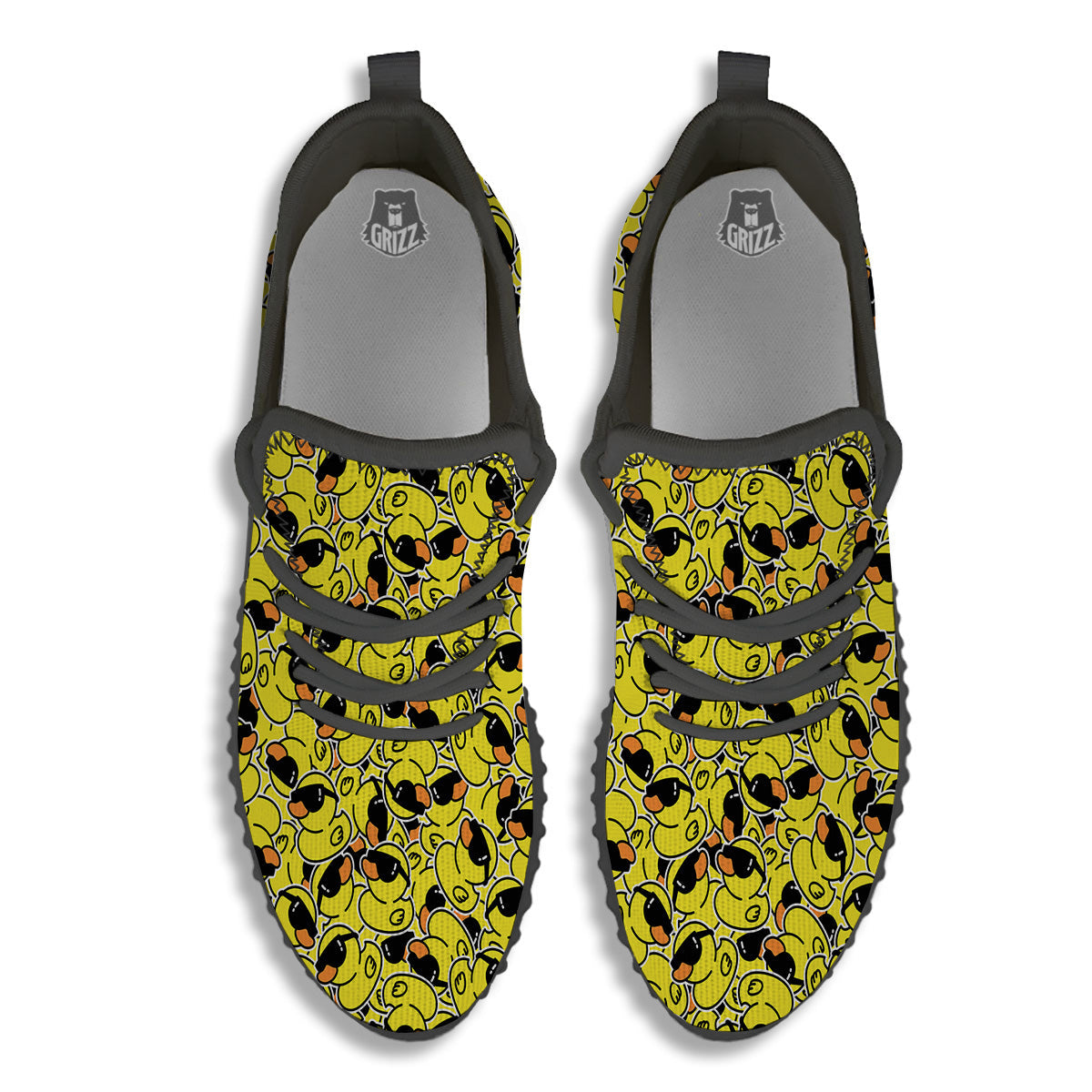Rubber Duck Mafia Print Pattern Black Walking Shoes-grizzshop