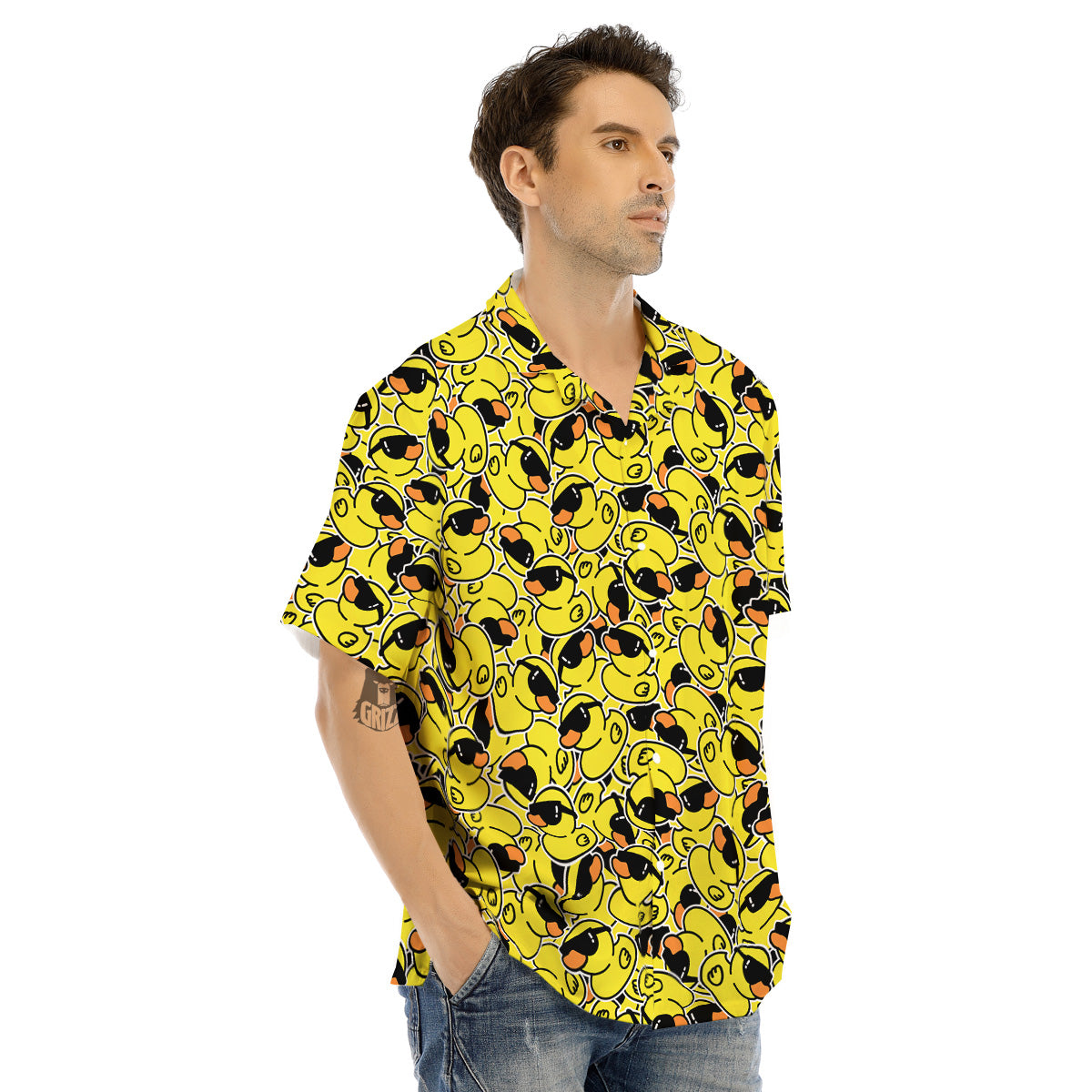 Rubber Duck Mafia Print Pattern Men's Hawaiian Shirt-grizzshop