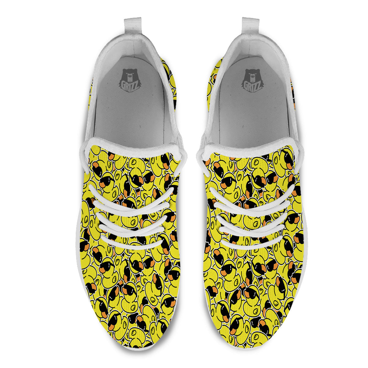 Rubber Duck Mafia Print Pattern White Athletic Shoes-grizzshop