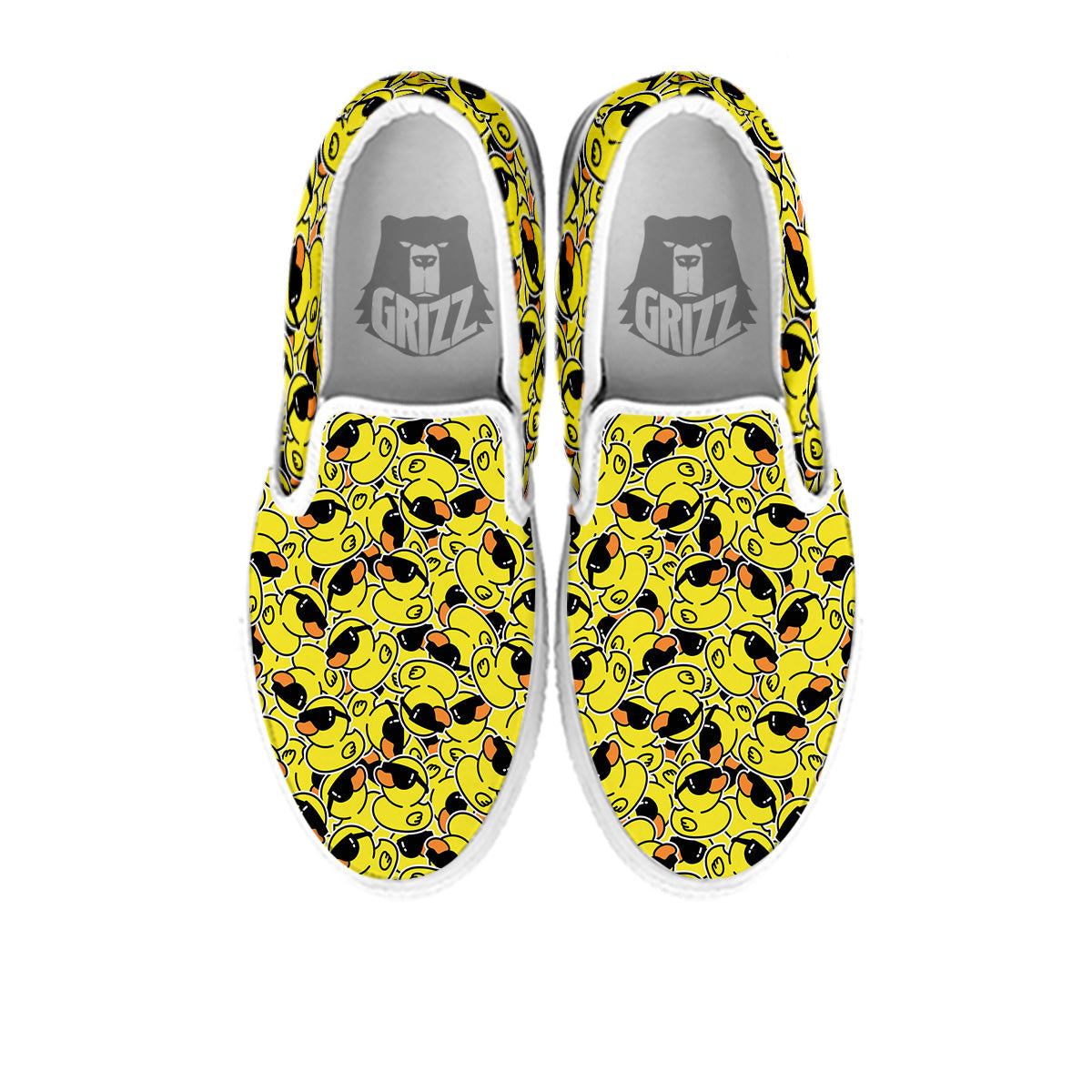 Rubber Duck Mafia Print Pattern White Slip On Shoes-grizzshop