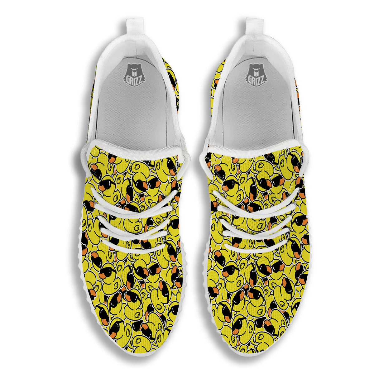 Rubber Duck Mafia Print Pattern White Walking Shoes-grizzshop