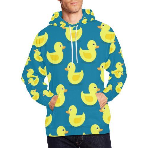 Rubber Duck Pattern Print Men Pullover Hoodie-grizzshop
