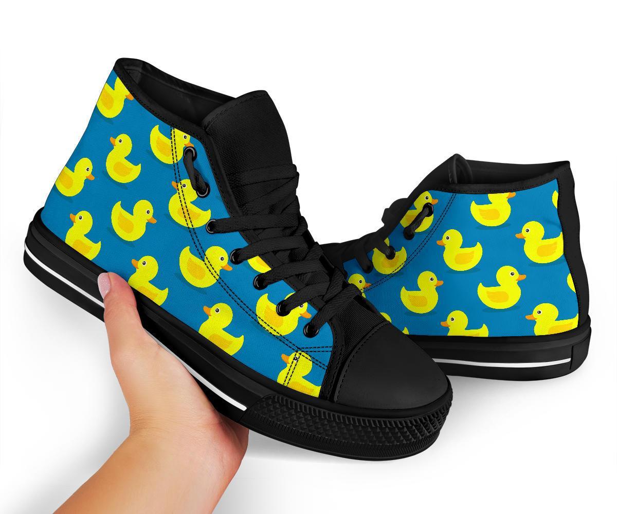 Rubber Duck Pattern Print Men Women's High Top Shoes-grizzshop