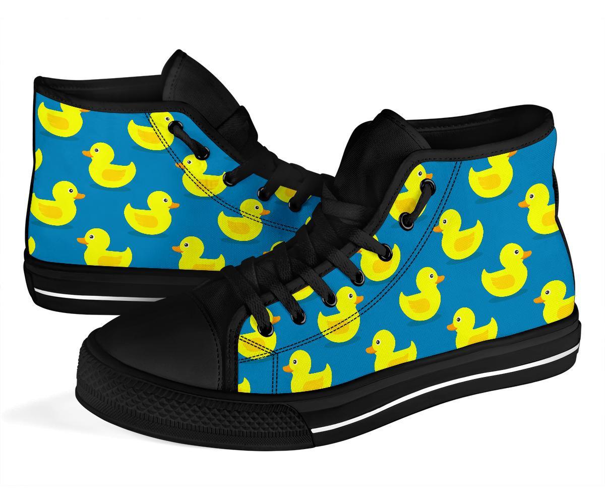 Rubber Duck Pattern Print Men Women's High Top Shoes-grizzshop