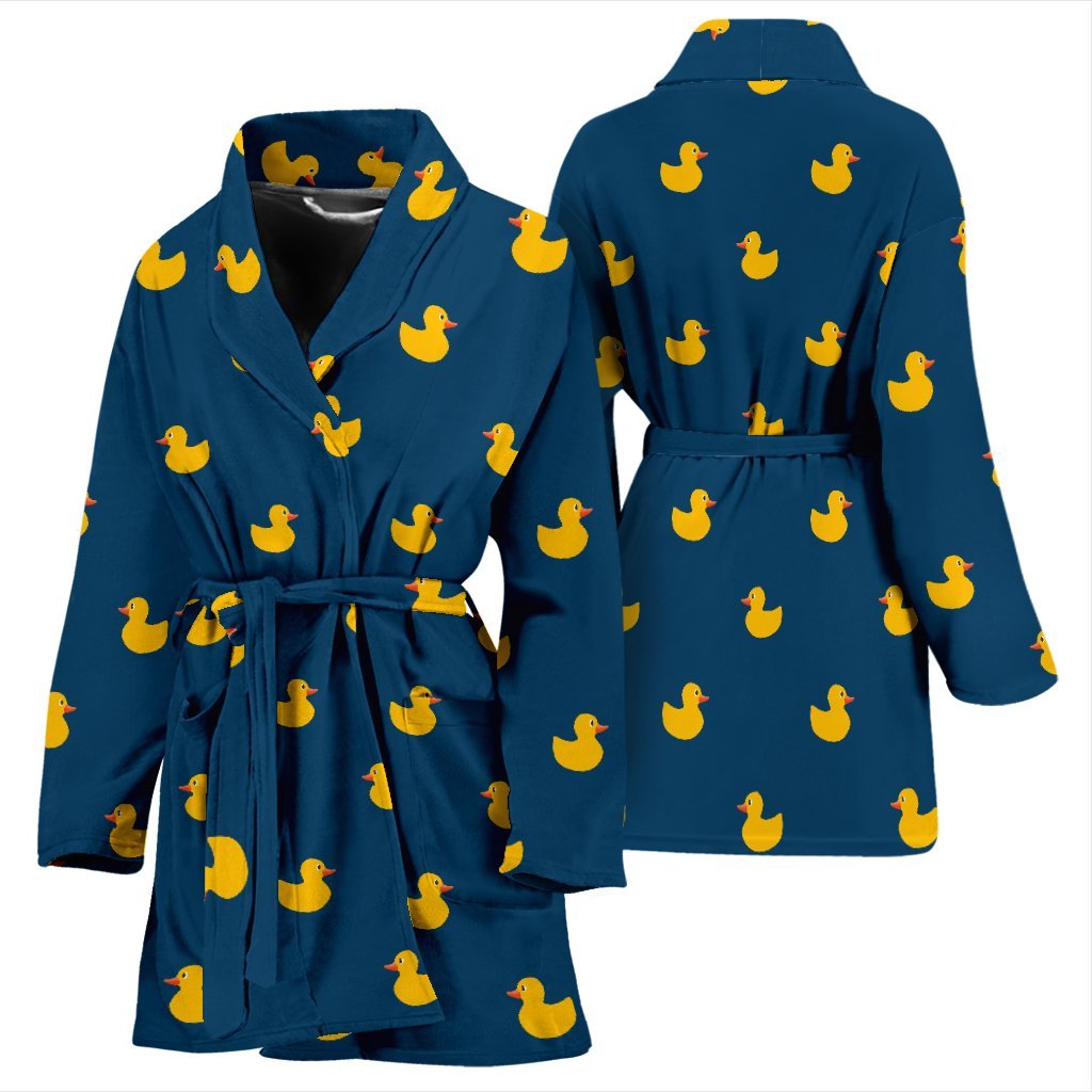 Rubber Duck Polka Dot Pattern Print Women Long Robe-grizzshop
