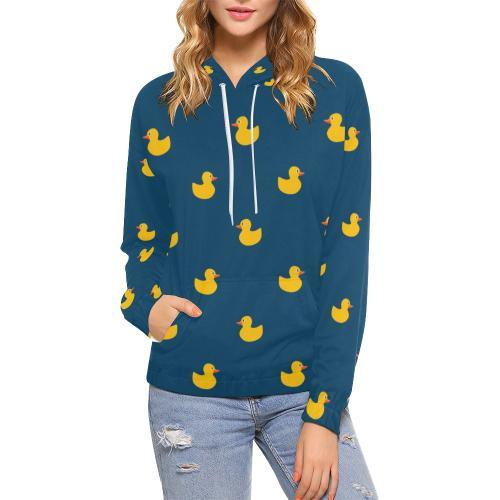 Rubber Duck Polka Dot Pattern Print Women Pullover Hoodie-grizzshop