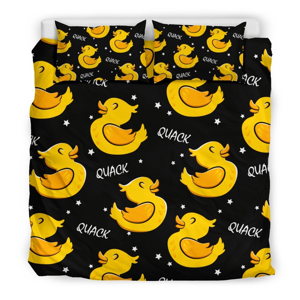 Rubber Duck Print Pattern Duvet Cover Bedding Set-grizzshop