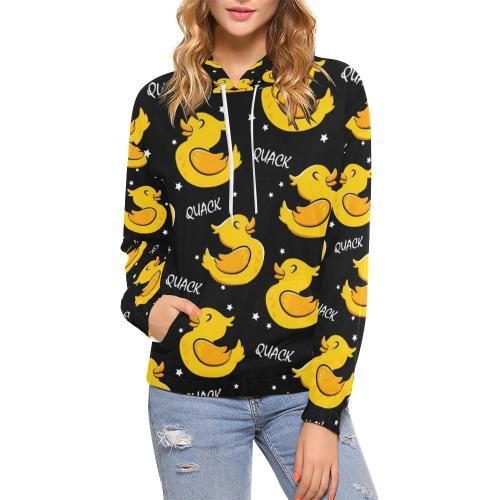 Rubber Duck Print Pattern Women Pullover Hoodie-grizzshop