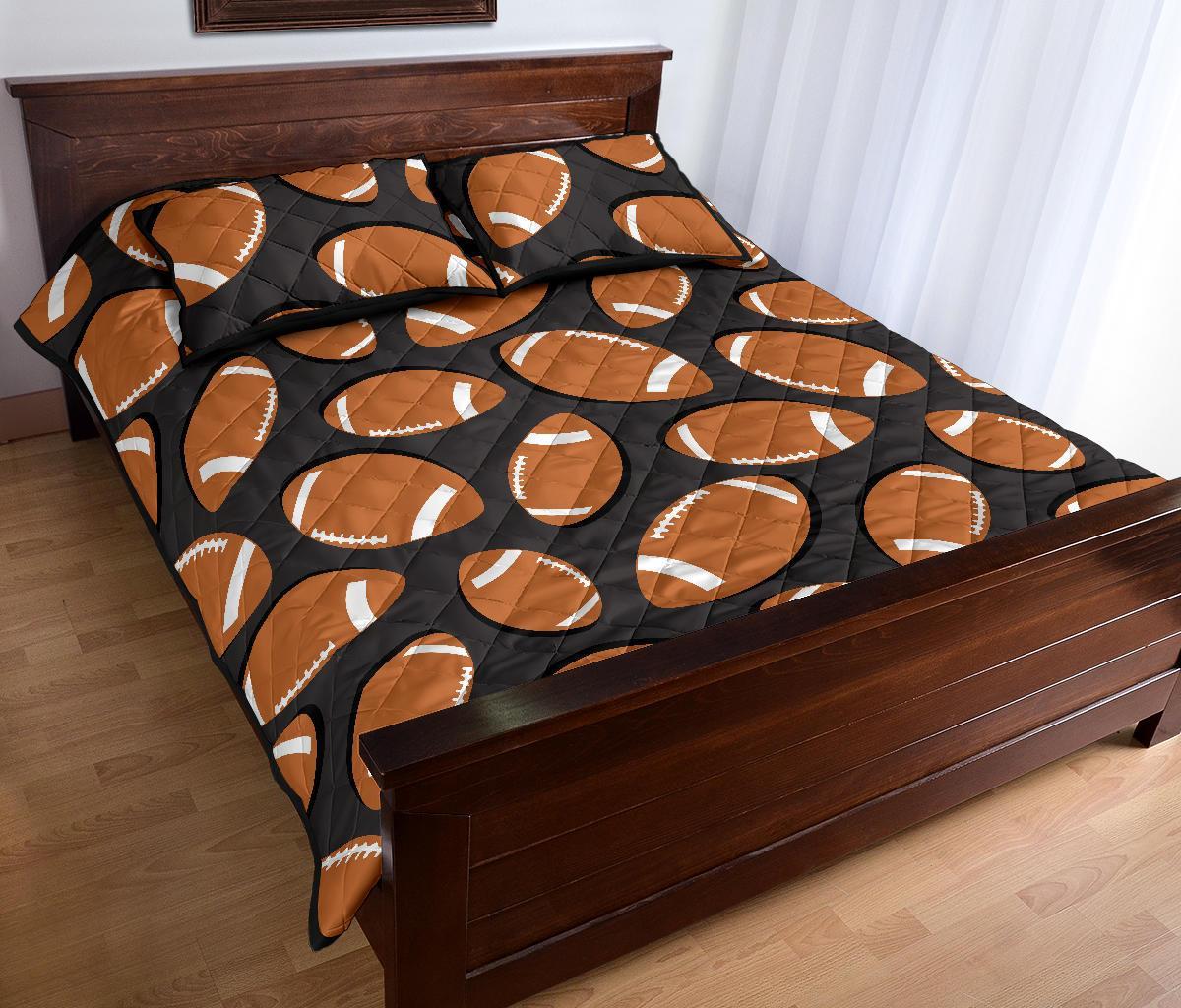 Rugby Ball American Football Print Pattern Bed Set Quilt-grizzshop